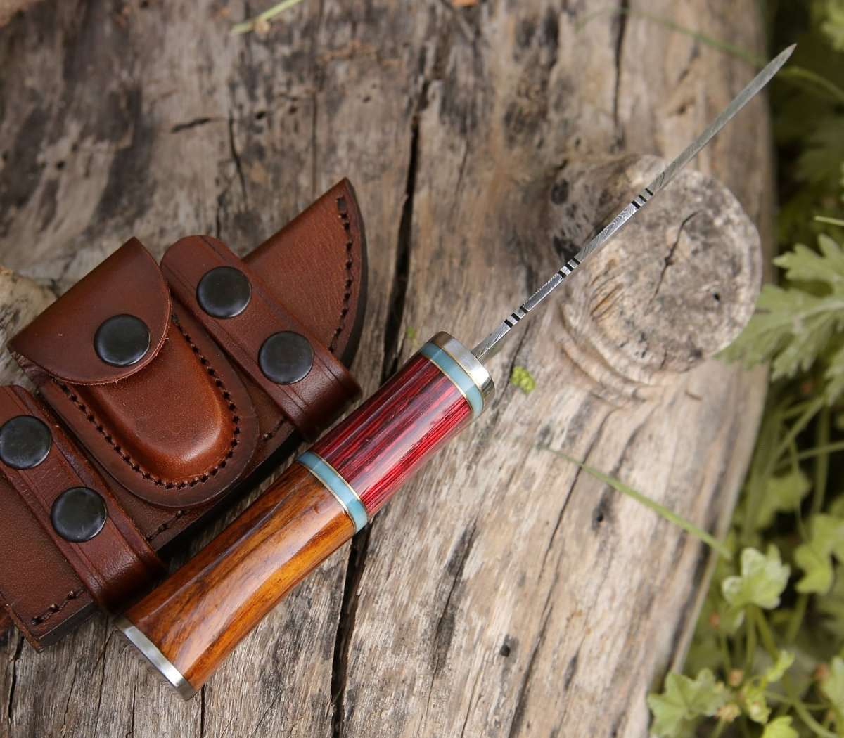 Mirage Damascus Hunting Knife with Rosewood Handle - Shokunin USA