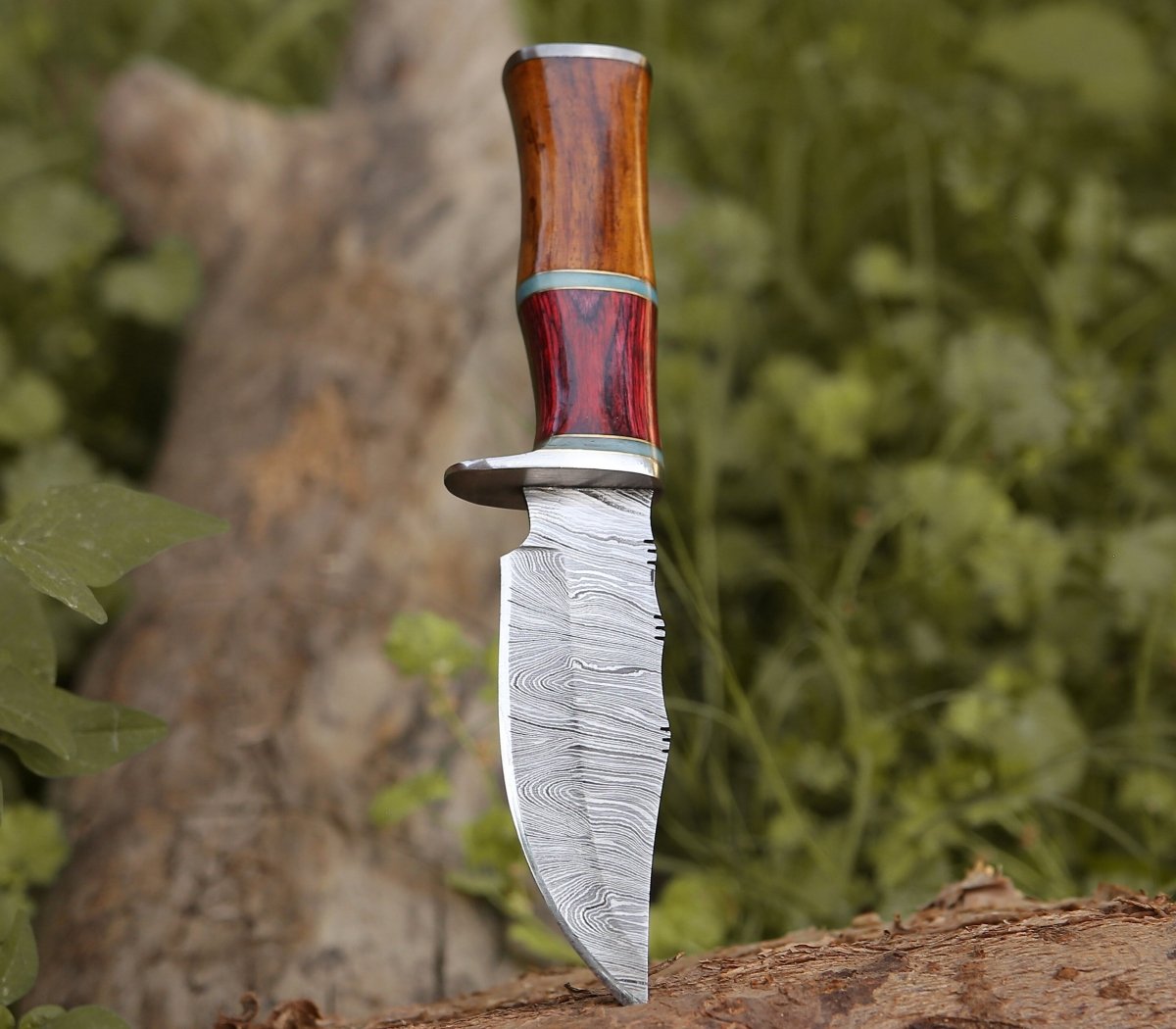 Mirage Damascus Hunting Knife with Rosewood Handle - Shokunin USA