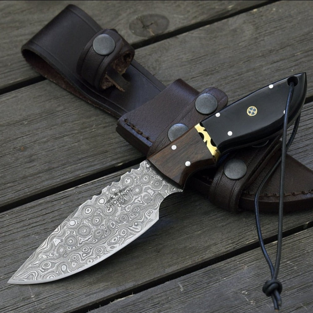 artisan skinning knives with custom options - Oathkeeper Deer Skinning Knife with Horn &amp; Rosewood Handle - Shokunin USA