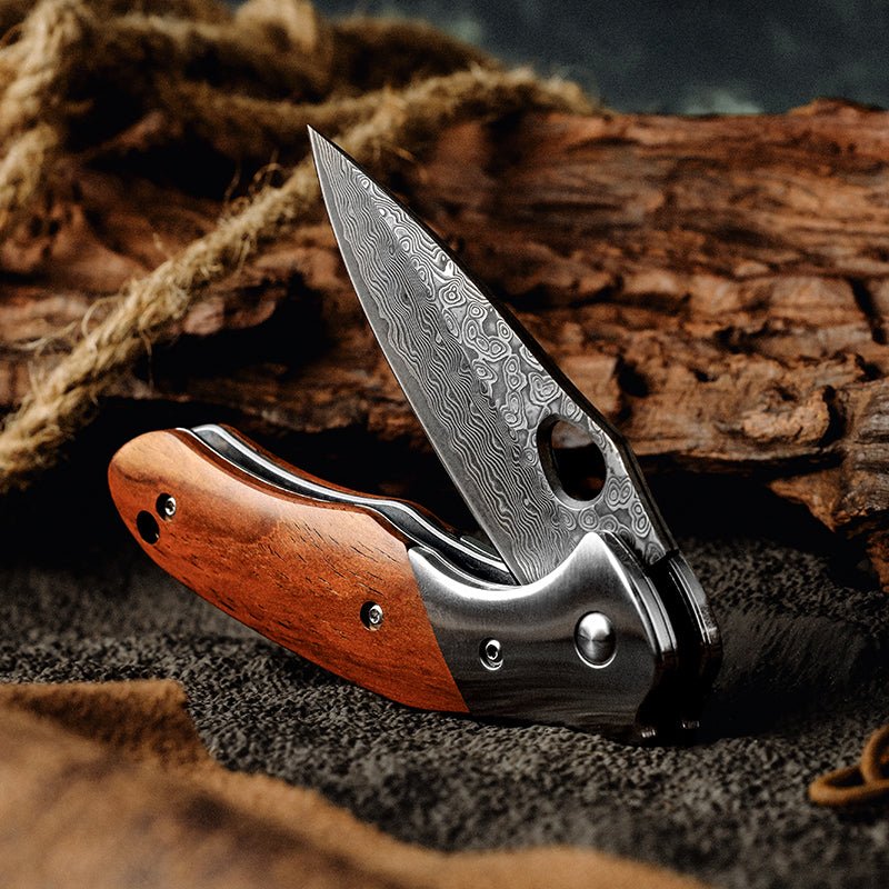 Multitool - Polar Japanese VG10 Damascus Pocket Knife with Exotic Sandal Wood Handle - Shokunin USA