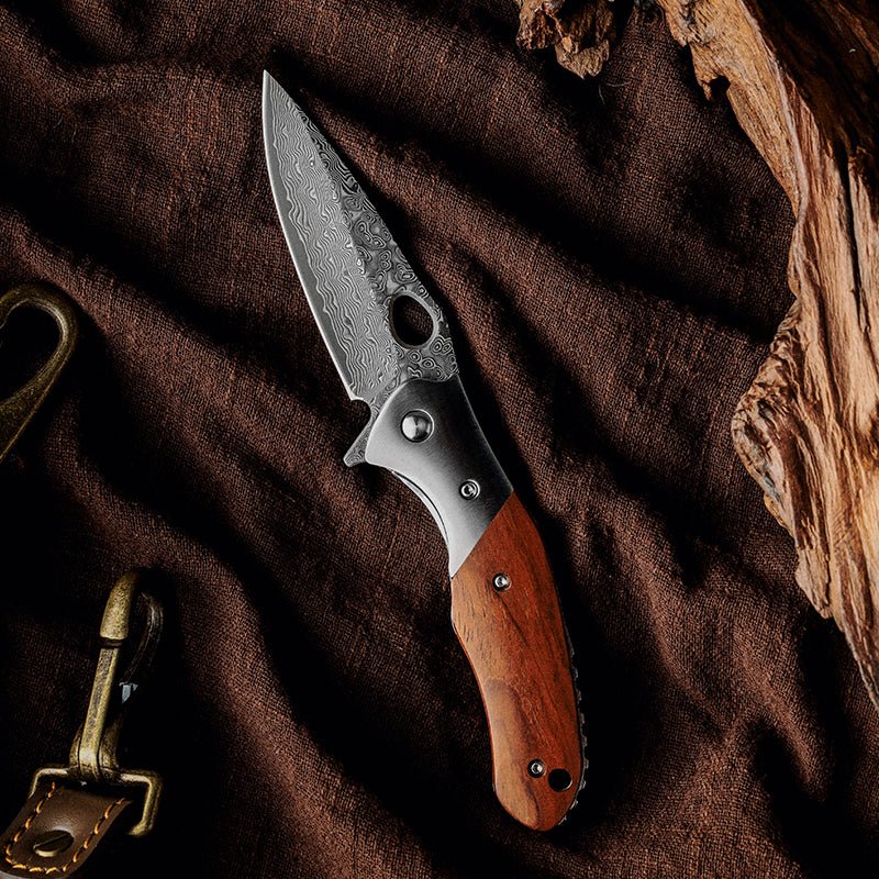 Multitool - Polar Japanese VG10 Damascus Pocket Knife with Exotic Sandal Wood Handle - Shokunin USA