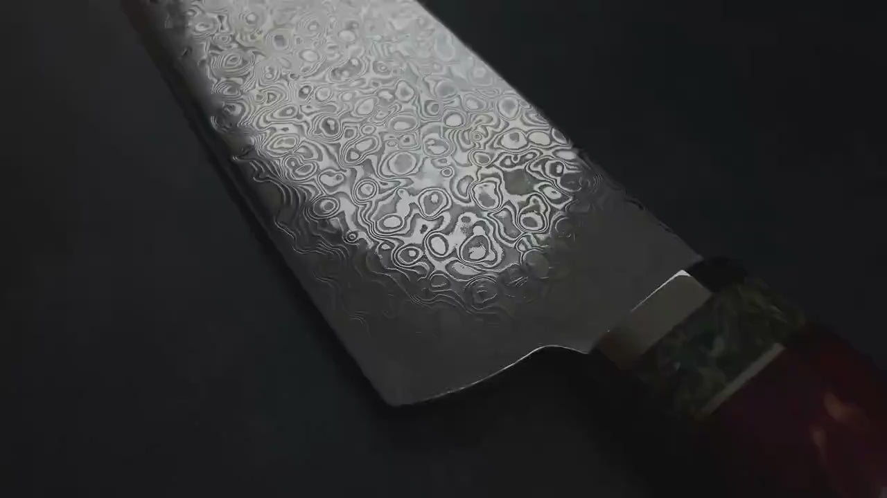 SHOKUNIN USA - Shinobi - Handmade Chef Knife - Damascus Kitchen Knife - Olive wood Burl Handle - Personalized Wedding Birthday Custom Gift