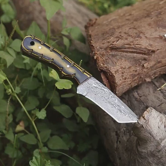 Handmade Damascus Tanto Knife Custom Wood Handle Birthday Gift EDC Knife Groomsmen Gift Anniversary Wedding Personalized Gift for Men