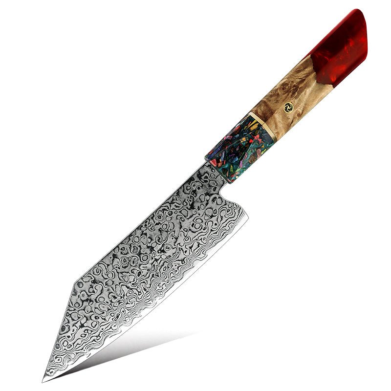 Chef Knife Set - Pristine Japanese Chef Knife Set with VG-10 Damascus Steel Exotic Stabilized Olive Wood Handle & Sheath - Shokunin USA