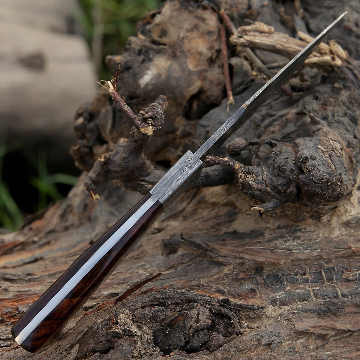 Damascus Knife - Radiant Damascus Hunting Knife with Rosewood Handle - Shokunin USA