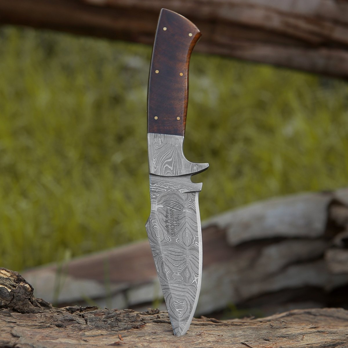 Damascus Knife - Radiant Damascus Hunting Knife with Rosewood Handle - Shokunin USA