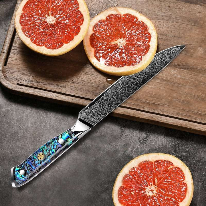 Knife Set - Ronin VG10 Kitchen knife Set - Damascus Steel &amp; Abalone Shell Handle - Shokunin USA