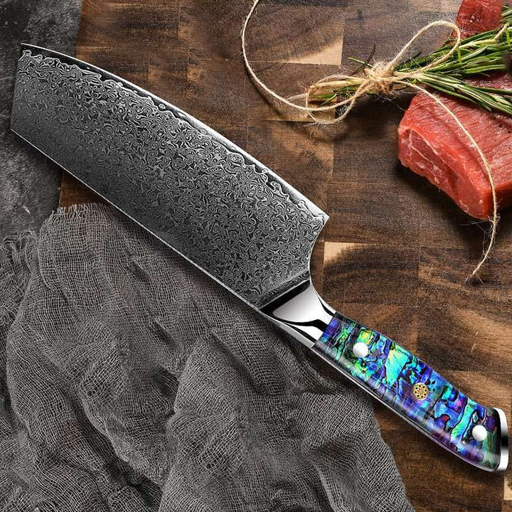 Knife Set - Ronin VG10 Kitchen knife Set - Damascus Steel &amp; Abalone Shell Handle - Shokunin USA