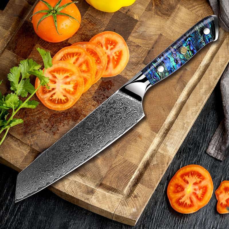 Knife Set - Ronin VG10 Kitchen knife Set - Damascus Steel &amp; Abalone Shell Handle - Shokunin USA