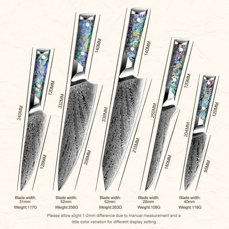 Knife Set - Imperial Professional Japanese VG10 Damascus 5- Piece Knife Set - Shokunin USA