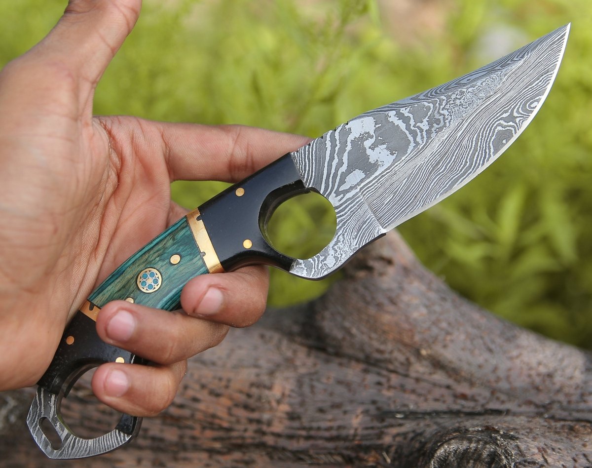 Spark Damascus EDC Knife with Micarta & Pakkawood Handle - Shokunin USA