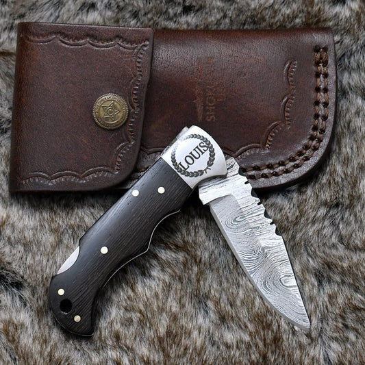 Pocket knife. - Starshard Damascus Pocket Knife with Exotic Wenge Wood Handle - Shokunin USA