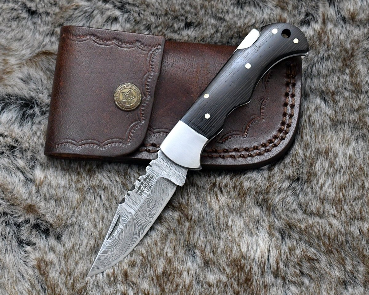 Pocket knife. - Starshard Damascus Pocket Knife with Exotic Wenge Wood Handle - Shokunin USA