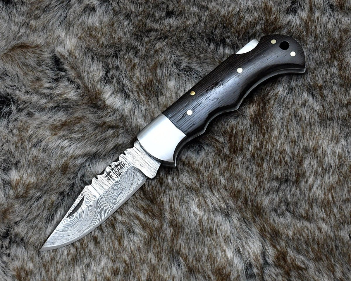 Pocket knife. - Starshard Damascus Pocket Knife with Exotic Wenge Wood Handle - Shokunin USA
