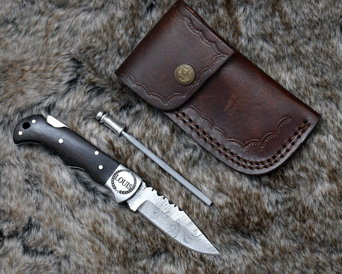 Pocket knife. - Starshard Damascus Pocket Knife with Exotic Wenge Wood Handle - Shokunin USA