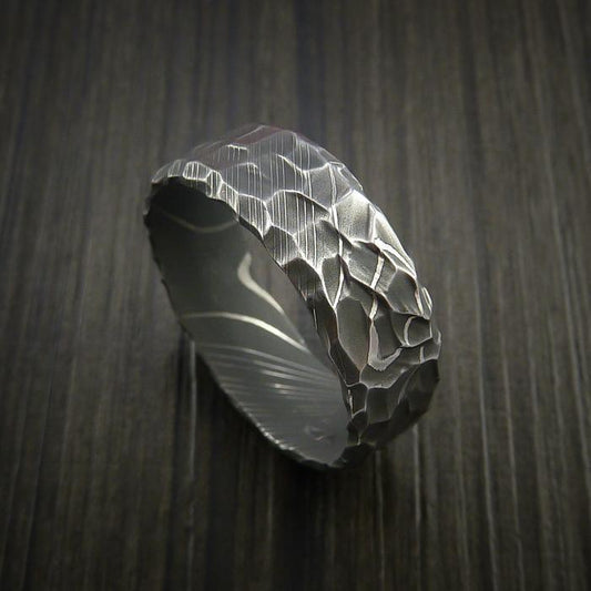 Damascus ring - Vapor Damascus Steel Wedding Ring Band - The King of Rings - Shokunin USA