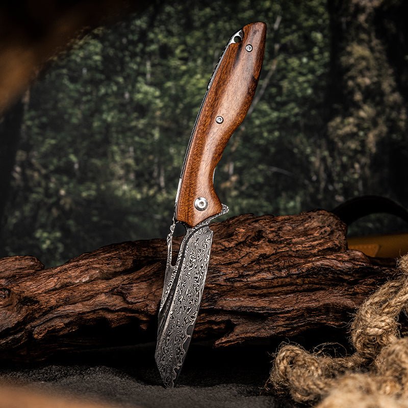 Multitool - Vengeance Damascus Pocket Knife with Exotic Red Sandalwood Handle - Shokunin USA