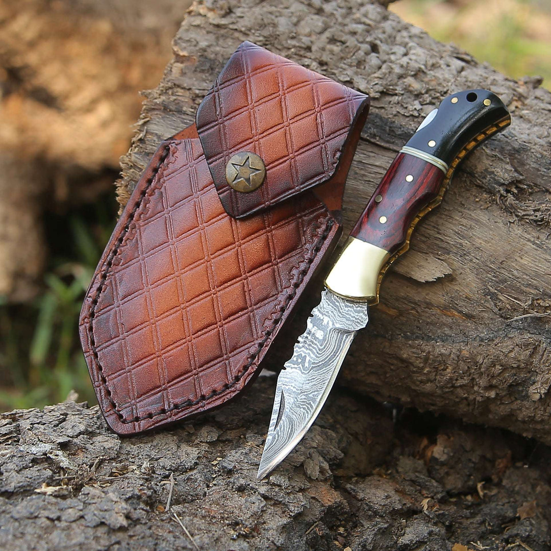 Pocket Knife - Firestrike Pocket Knife with Bull Horn &amp; Pakkawood Handle - Shokunin USA
