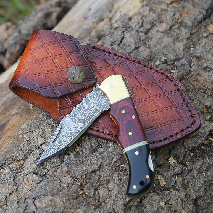 Pocket Knife - Firestrike Pocket Knife with Bull Horn &amp; Pakkawood Handle - Shokunin USA