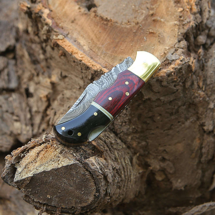 Pocket Knife - Firestrike Pocket Knife with Bull Horn &amp; Pakkawood Handle - Shokunin USA