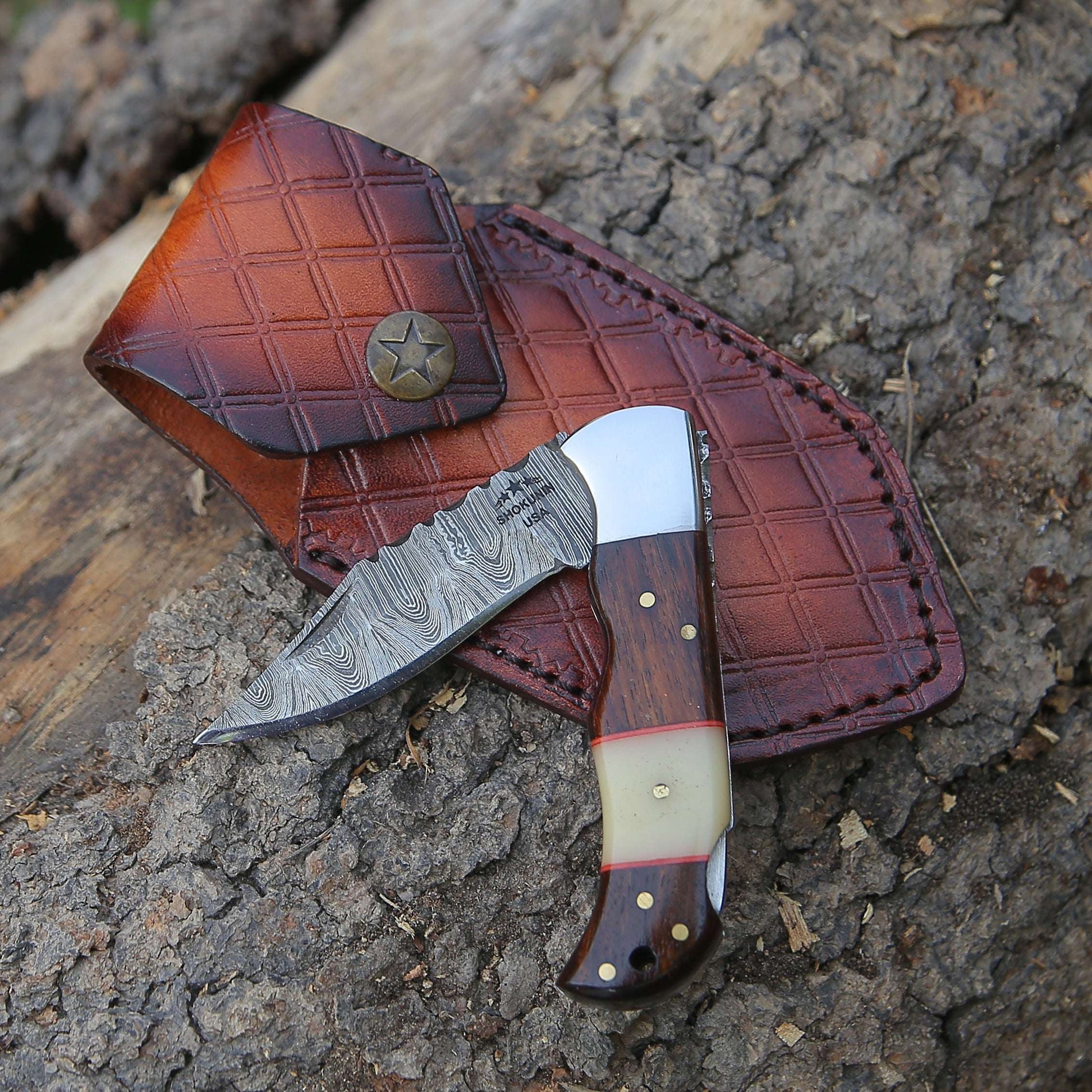 Pocket Knife - Ironclad Pocket Knife with Rosewood & Bone Scales - Shokunin USA