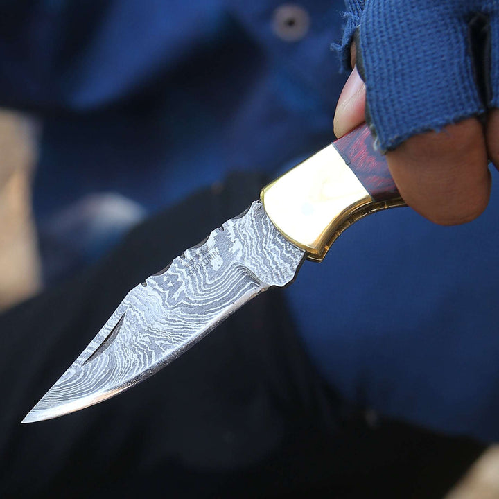Pocket Knife - Firestrike Pocket Knife with Bull Horn &amp; Pakkawood Handle - Shokunin USA