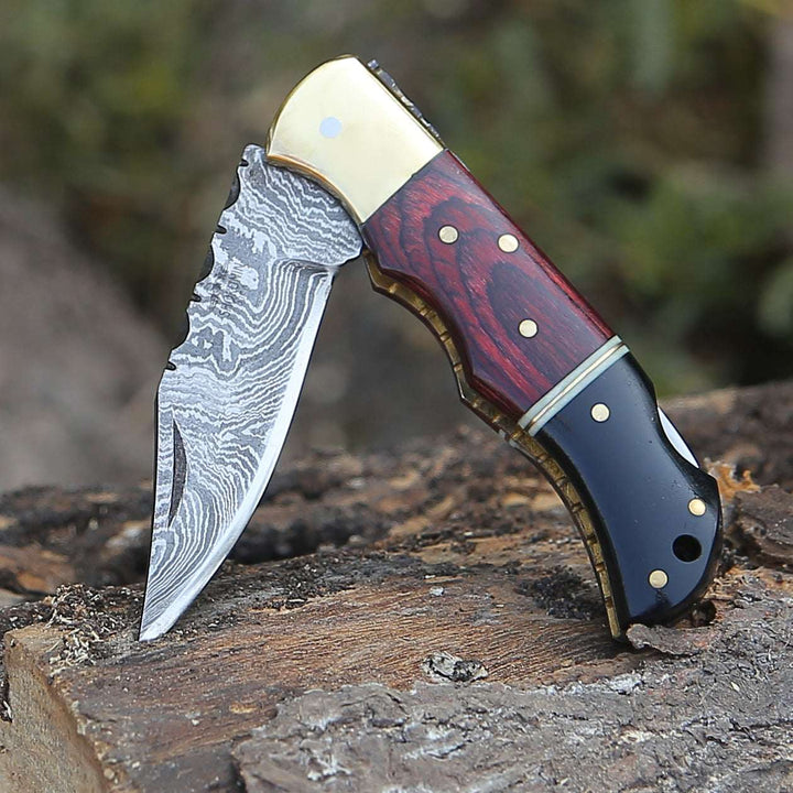 Pocket Knife - Firestrike Pocket Knife with Bull Horn &amp; Pakkawood Handle - Shokunin USA