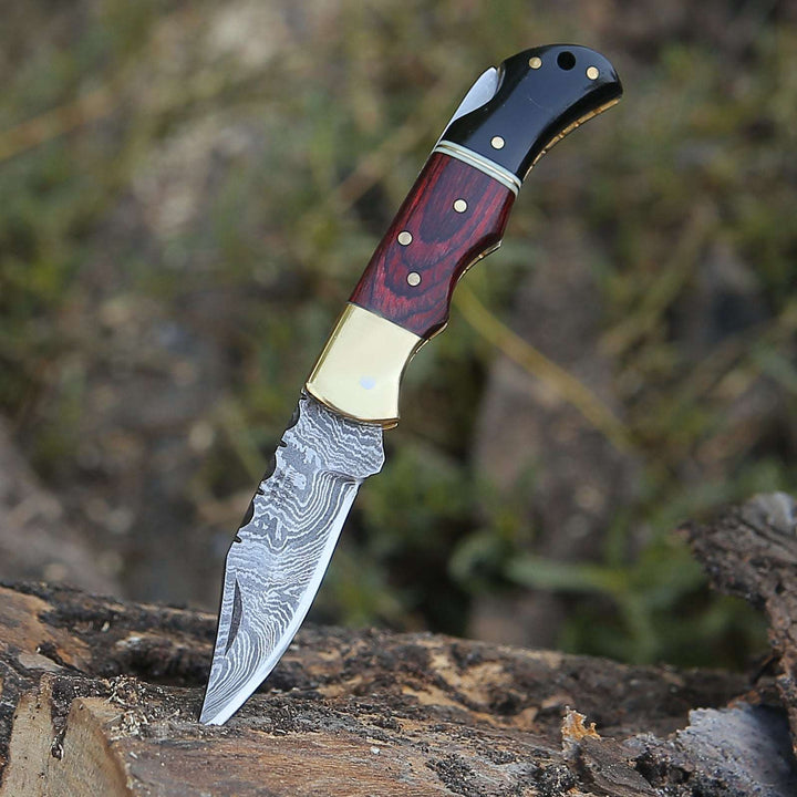 Pocket Knife - Firestrike Pocket Knife with Bull Horn &amp; Pakkawood Handle - Shokunin USA