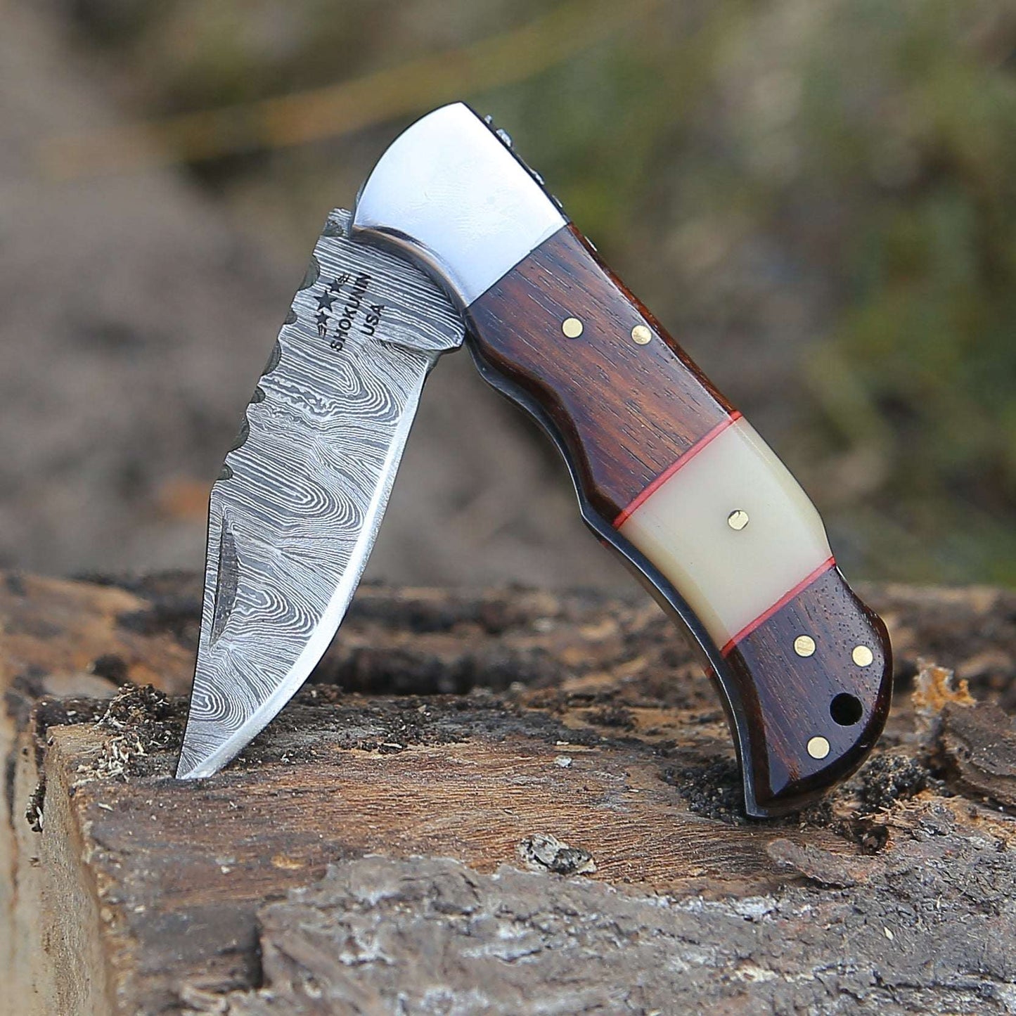 Pocket Knife - Ironclad Pocket Knife with Rosewood & Bone Scales - Shokunin USA