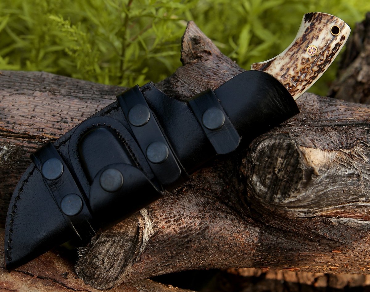 Utility Knife - Zeus Tracker Knife with Antler & Rose wood Handle - Shokunin USA