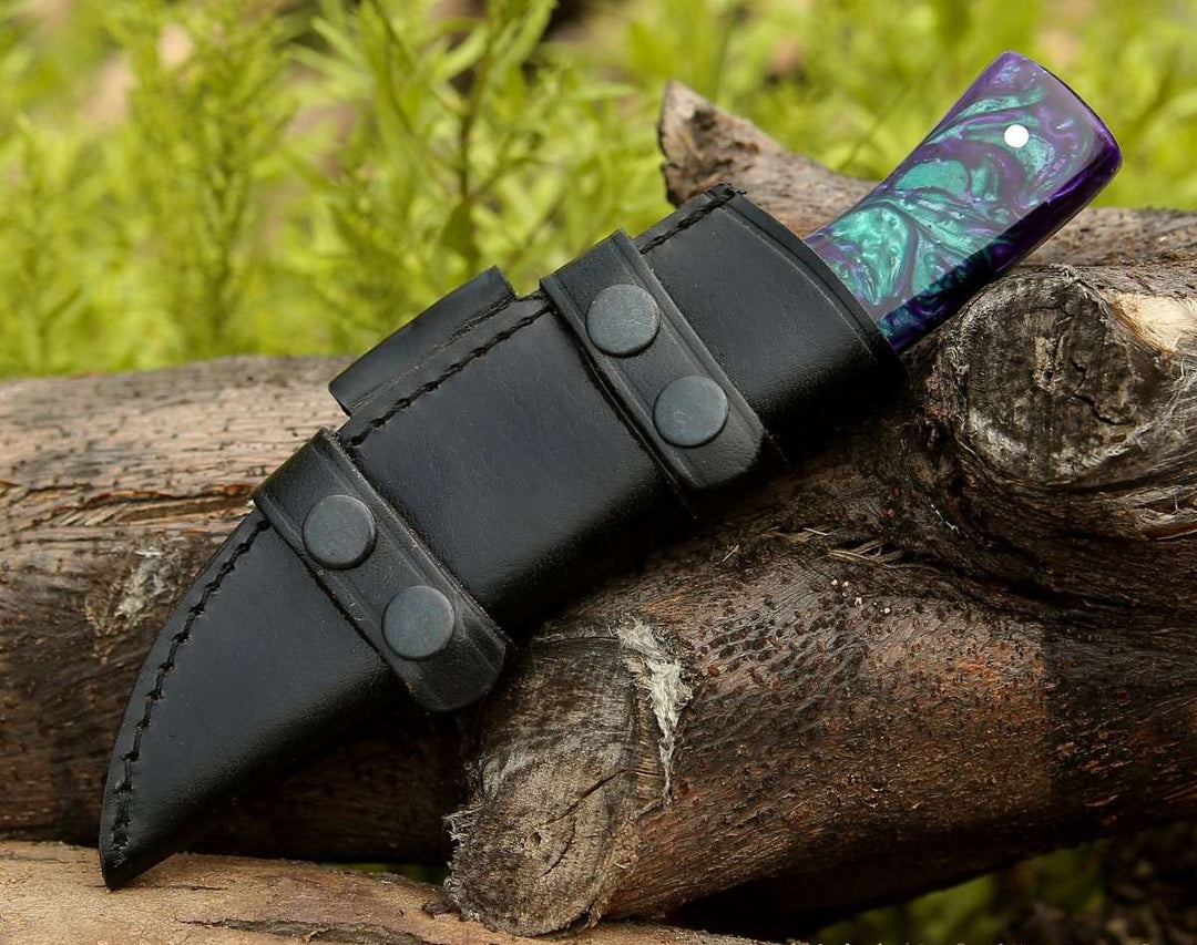 Arcane Handmade Damascus Hunting Knife with Resin Handle - Shokunin USA