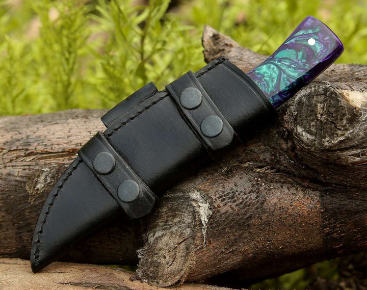 Arcane Handmade Damascus Hunting Knife with Resin Handle - Shokunin USA