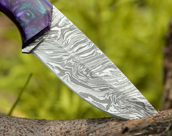 Arcane Handmade Damascus Hunting Knife with Resin Handle - Shokunin USA