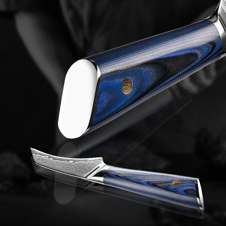 Chef Knife Set - Azure Japanese VG10 Damascus Chef Knife Set with G10 Handle and Sheath - Shokunin USA