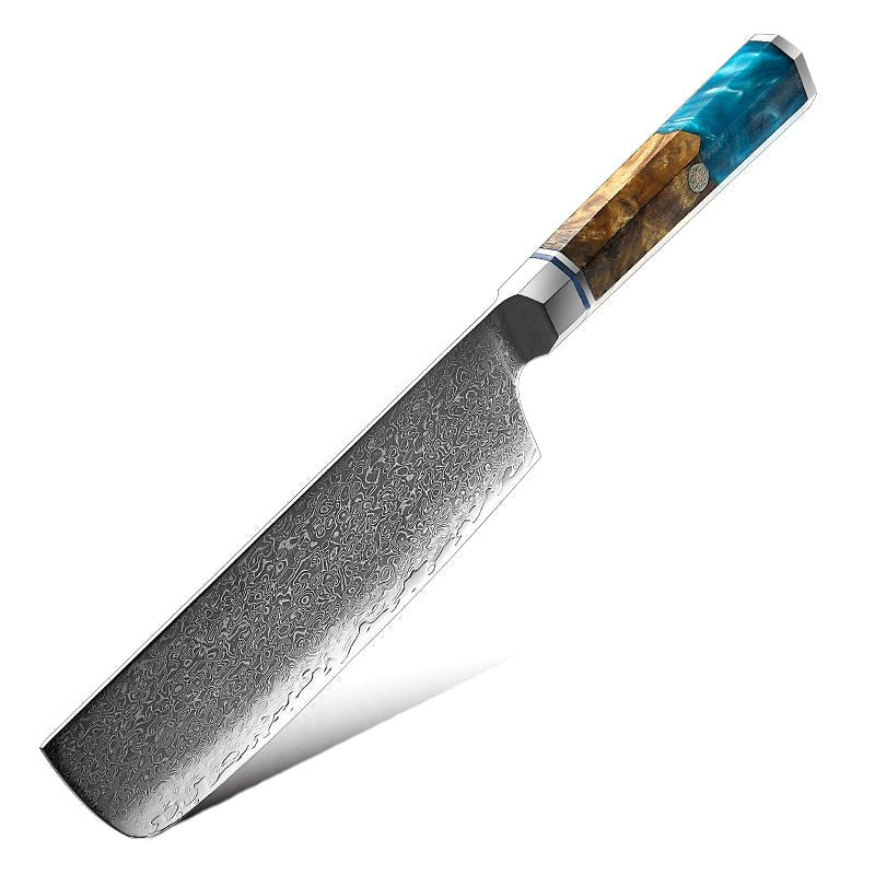 Chef Knife Set - Allure Professional Japanese VG10 Damascus 8-Pcs Knife Set with Exotic Olive Burl Wood &amp; Resin Handle - Shokunin USA