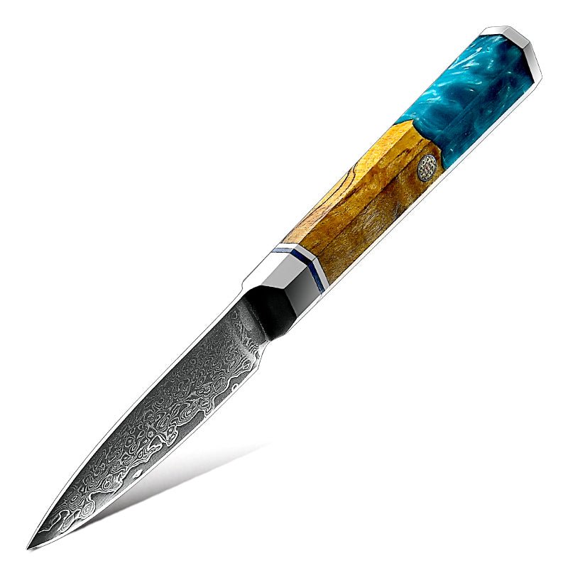 Chef Knife Set - Allure Professional Japanese VG10 Damascus 8-Pcs Knife Set with Exotic Olive Burl Wood &amp; Resin Handle - Shokunin USA