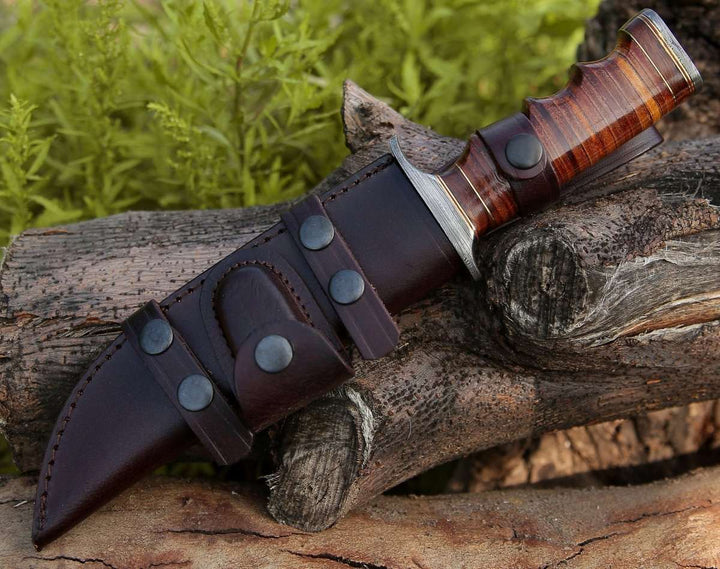 Flux Bowie Knife with Stacked Leather Handle - Shokunin USA