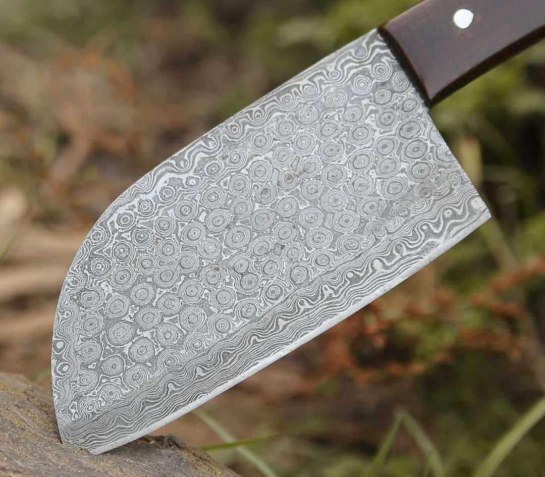 Gladiator Damascus Steel Cleaver with Micarta Handle - Shokunin USA
