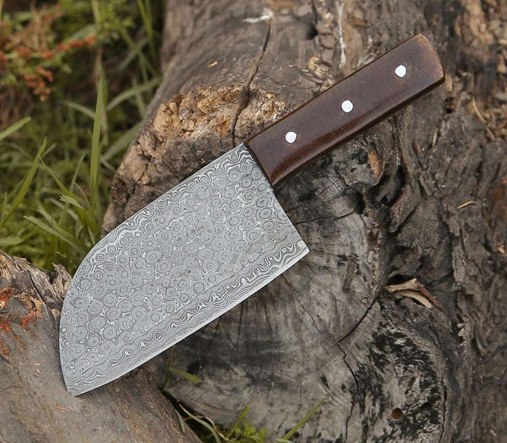 Gladiator Damascus Steel Cleaver with Micarta Handle - Shokunin USA