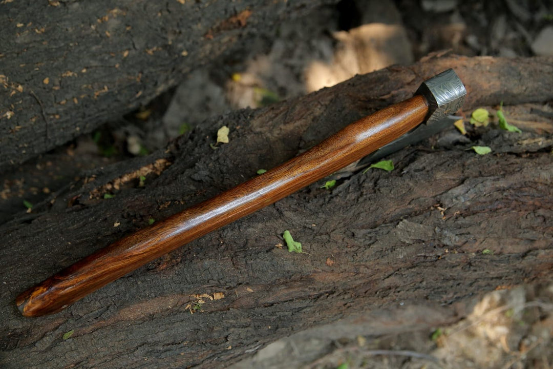 camping hatchets anniversary gifts - Viking DAMASCUS AXE Hatchet - Shokunin USA