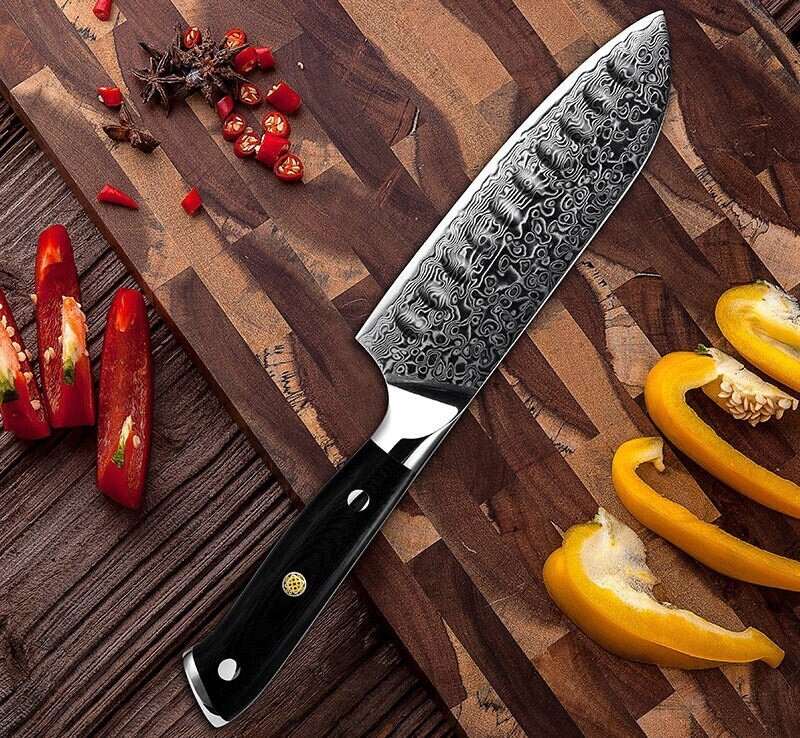 Edge VG10 Damascus Chef knife Santoku Knife with G10 Handle - Shokunin USA