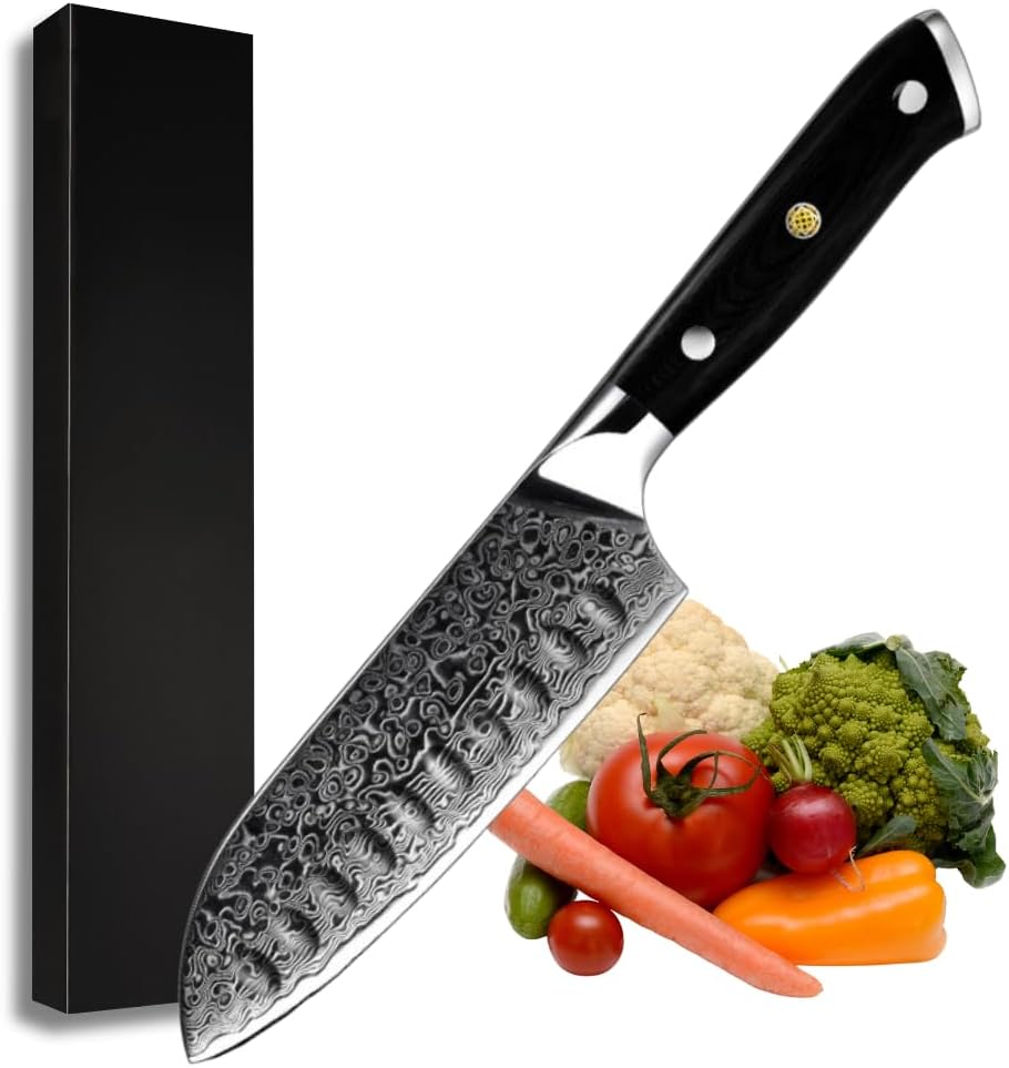 Edge VG10 Damascus Chef knife Santoku Knife with G10 Handle - Shokunin USA