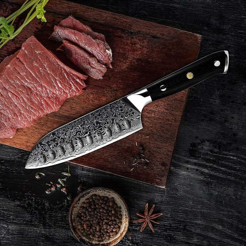 Edge VG10 Damascus Chef knife Santoku Knife with G10 Handle - Shokunin USA