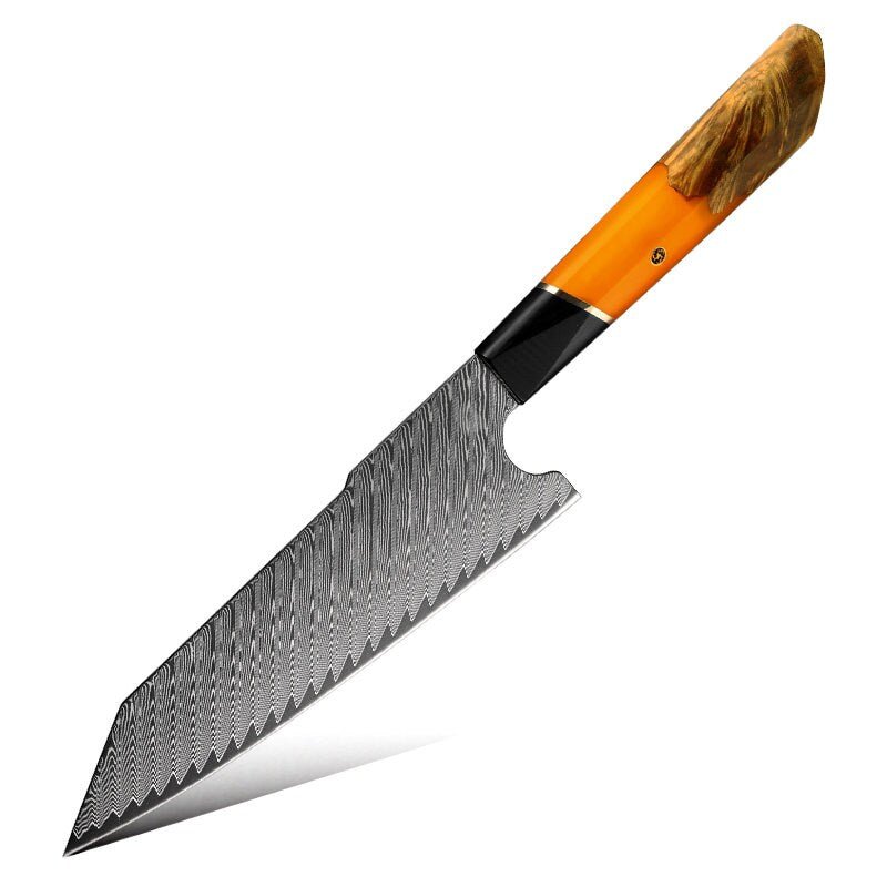 Kotetsu VG10 Damascus Chef Knife with Exotic Olive Wood Burl Handle - Shokunin USA