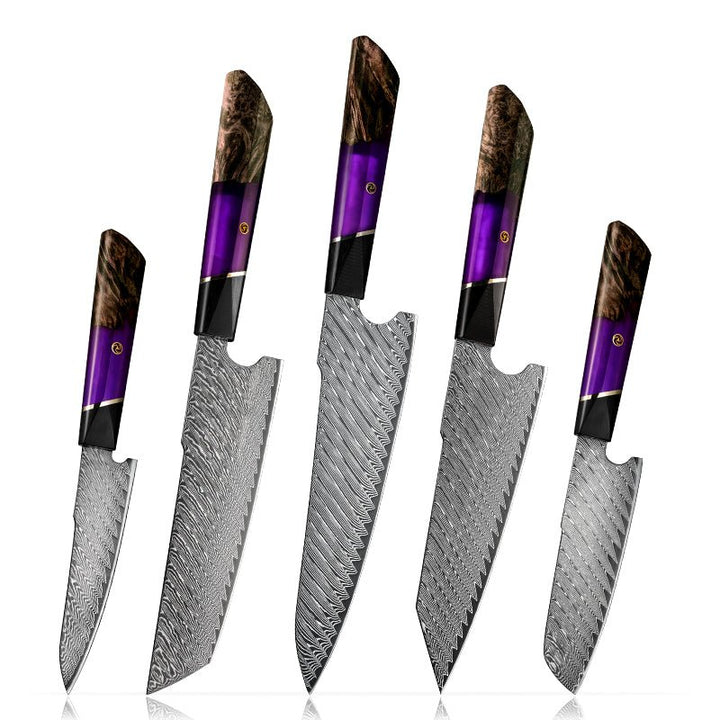 Elite Series VG10 Damascus Knife Set with Exotic Burl Wood Handle - Shokunin USA