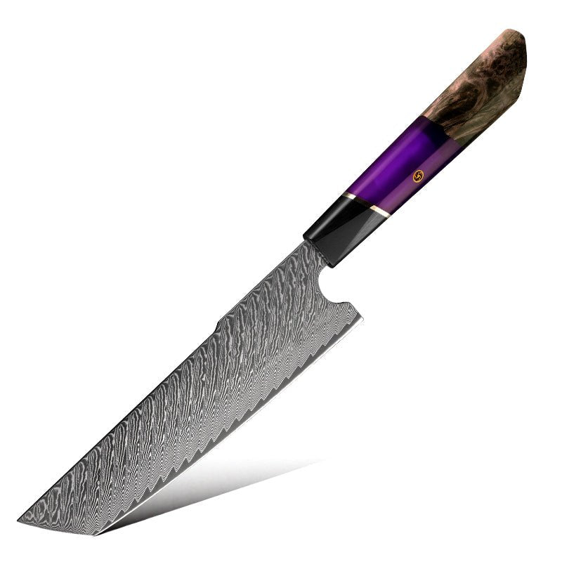 Chef Knife - Kotetsu Handmade Japanese VG10 Damascus Nakiri Knife with Exotic Rose Wood & Resin Handle - Shokunin USA