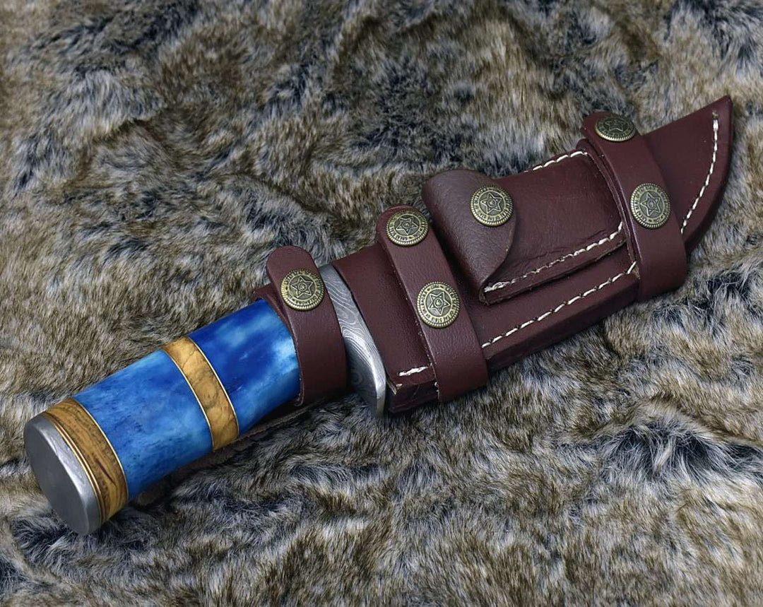 7 inch hunting knife with bone handle - Lightbane Damascus Big Game Hunting Knife with Bone, Olive Wood Handle &amp; Sheath - Shokunin USA