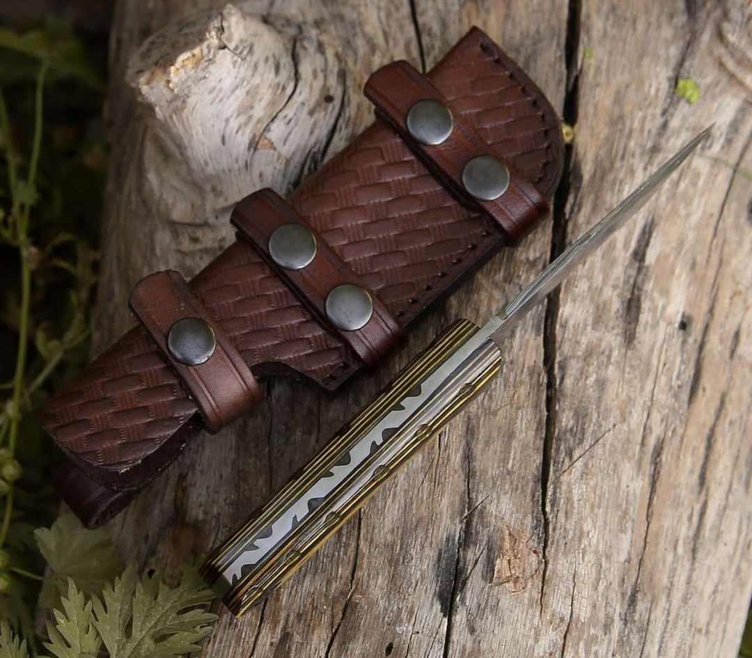 Marauder Damascus Tanto Knife with Pakkawood Handle - Shokunin USA