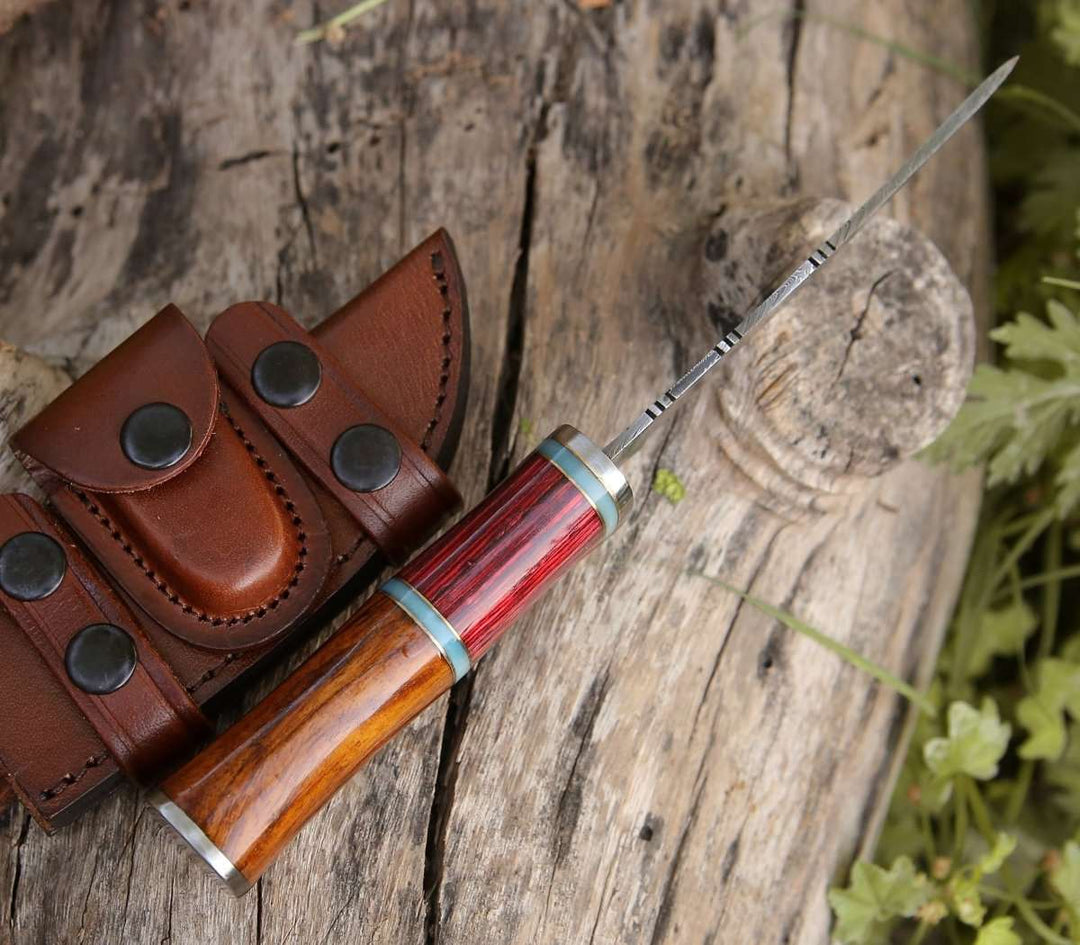 Mirage Damascus Hunting Knife with Rosewood Handle - Shokunin USA