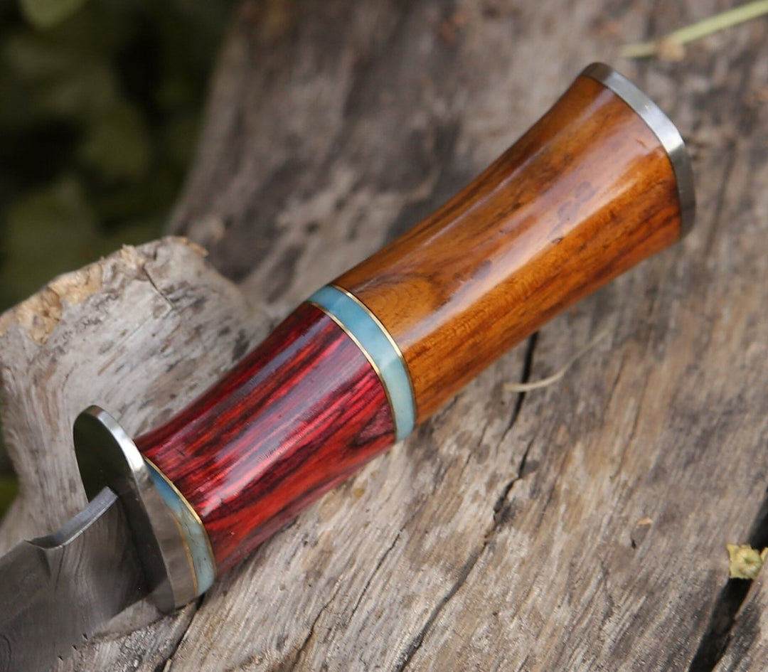 Mirage Damascus Hunting Knife with Rosewood Handle - Shokunin USA